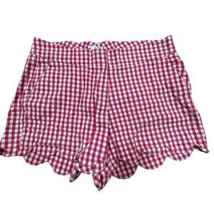 Crown & Ivy cotton Shelby shorts size 8 scalloped hem pink & white gingham